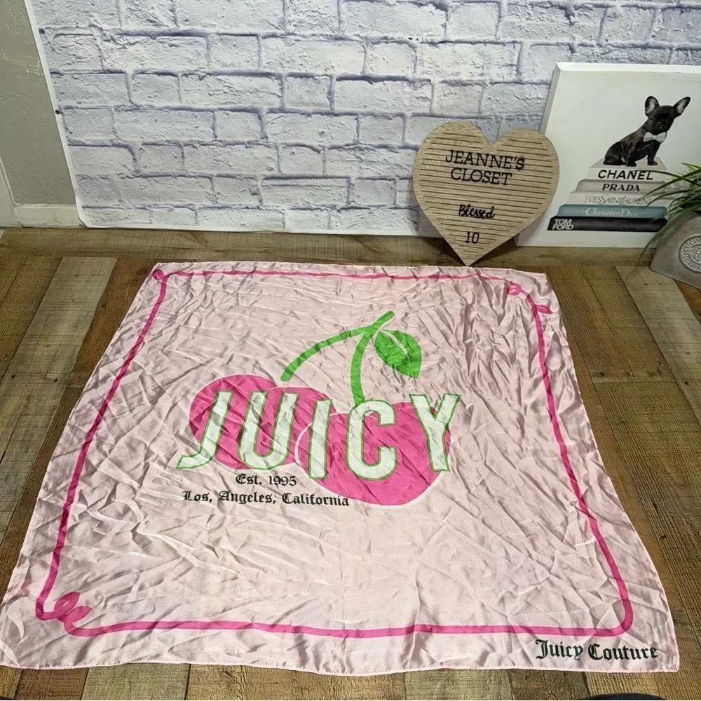 Juicy Couture Square Scarf Cherry Juicy Logo